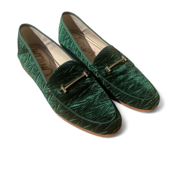 |Sam Elderman| Emerald Green Velvet Leather Loafers Woman’s Size 10.5 - Picture 1 of 8